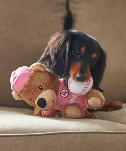 Frisco Baseball Bear Plush Squeaky Dog Toy, Pink -Dog Cat Corner 252744 PT5. SY630 V1615814532