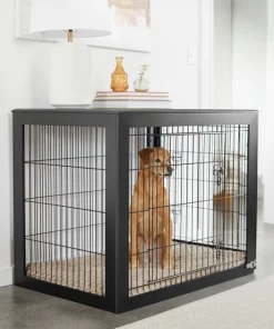 Frisco Double Door Furniture Style Dog Crate, Black