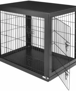 Frisco Double Door Furniture Style Dog Crate, Black -Dog Cat Corner 253027 PT2. SY630 V1635346028