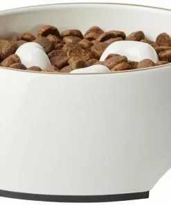 Frisco Melamine Slow Feed Dog & Cat Bowl with Gold Trim, Cream -Dog Cat Corner 253067 PT3. SY630 V1615312295