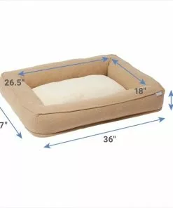 Frisco Faux Felt Orthopedic Rectangular Bolster Dog Bed w/Removable Cover -Dog Cat Corner 255174 PT1. SY630 V1616592807