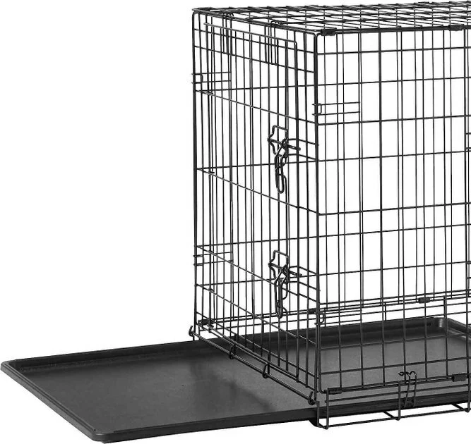 Frisco Fold & Carry Double Door Collapsible Wire Dog Crate, 36 inch & Frisco Gray Basket Weave Dog Crate Mat, 36-in 4 Frisco Fold & Carry Double Door Collapsible Wire Dog Crate, 36 inch & Frisco Gray Basket Weave Dog Crate Mat, 36-in - Image 2