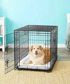 Frisco Fold & Carry Double Door Collapsible Wire Dog Crate, 36 inch & Frisco Gray Basket Weave Dog Crate Mat, 36-in 9 Frisco Fold & Carry Double Door Collapsible Wire Dog Crate, 36 inch & Frisco Gray Basket Weave Dog Crate Mat, 36-in -Dog Cat Corner 255481 PT2. SY630 V1604081325
