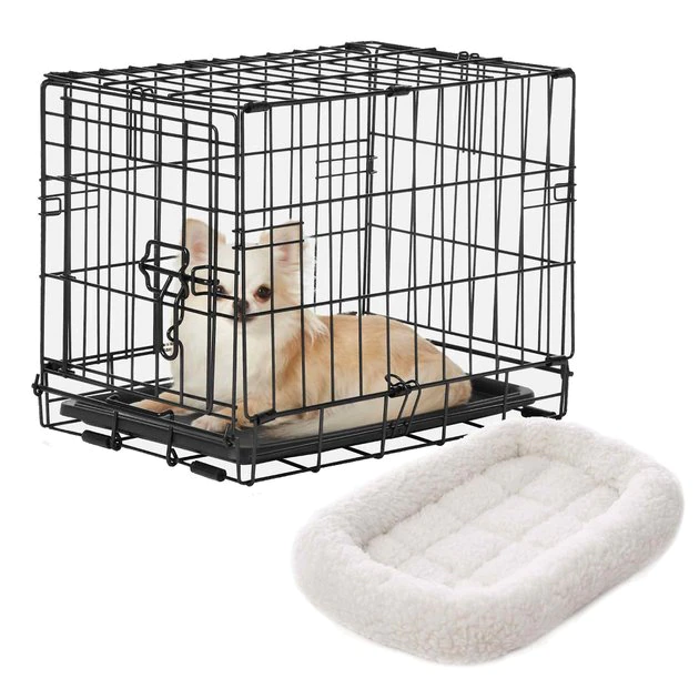 Frisco Fold & Carry Single Door Collapsible Wire Dog Crate & Frisco Quilted Dog Crate Mat, Ivory 3 Frisco Fold & Carry Single Door Collapsible Wire Dog Crate & Frisco Quilted Dog Crate Mat, Ivory