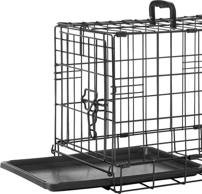 Frisco Fold & Carry Single Door Collapsible Wire Dog Crate & Frisco Quilted Dog Crate Mat, Ivory 4 Frisco Fold & Carry Single Door Collapsible Wire Dog Crate & Frisco Quilted Dog Crate Mat, Ivory - Image 2