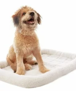 Frisco Fold & Carry Single Door Collapsible Wire Dog Crate, 36 inch & Frisco Quilted Dog Crate Mat, Ivory, 36-in -Dog Cat Corner 255495 PT4. SY630 V1603646497