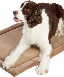 Frisco Heavy Duty Fold & Carry Double Door Collapsible Wire Dog Crate & Frisco Micro Terry Dog Crate Mat, Taupe -Dog Cat Corner 255535 PT4. SY630 V1604073130