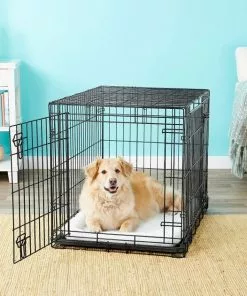 Frisco Heavy Duty Fold & Carry Double Door Collapsible Wire Dog Crate & Frisco Wire Dog Exercise Pen with Step-Through Door, Black -Dog Cat Corner 255537 PT2. SY630 V1603646531