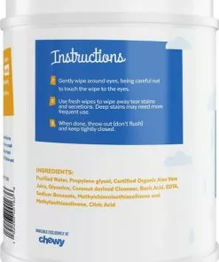 Frisco||Vet's Best Frisco Moisturizing Tear Stain Wipes with Organic Aloe for Dogs & Cats & Vet's Best Waterless Cat Bath, 4-oz bottle -Dog Cat Corner 255583 PT2. SY630 V1604072519