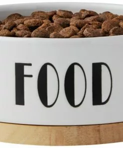 Frisco Ceramic Food Dog & Cat Bowl with Wood Base -Dog Cat Corner 256042 PT4. SY630 V1615317411