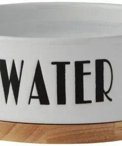 Frisco Ceramic Water Dog & Cat Bowl with Wood Base -Dog Cat Corner 256046 PT4. SY630 V1615317681