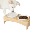 Frisco Ceramic Dog & Cat Double Diner with Elevated Wood Stand, 1.87 Cups -Dog Cat Corner 256052 MAIN. SY630 V1616074701