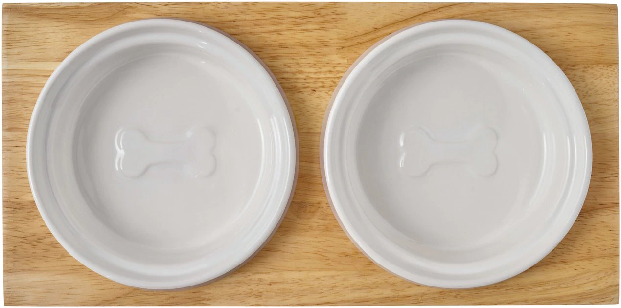 Frisco Ceramic Dog & Cat Double Diner with Elevated Wood Stand, 1.87 Cups 7 Frisco Ceramic Dog & Cat Double Diner with Elevated Wood Stand, 1.87 Cups - Image 5