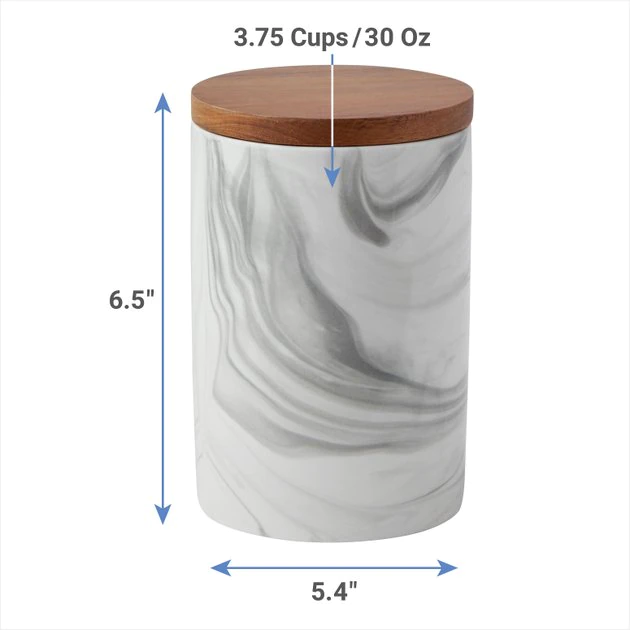Frisco Ceramic Marble Print Treat Jar with Wood Lid 4 Frisco Ceramic Marble Print Treat Jar with Wood Lid - Image 2