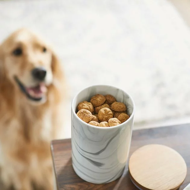 Frisco Ceramic Marble Print Treat Jar with Wood Lid 6 Frisco Ceramic Marble Print Treat Jar with Wood Lid - Image 4