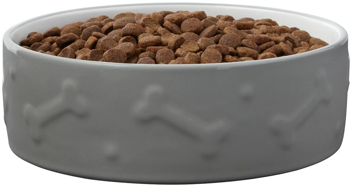Frisco Bones Non-skid Ceramic Dog & Cat Bowl, Gray 6 Frisco Bones Non-skid Ceramic Dog & Cat Bowl, Gray - Image 4