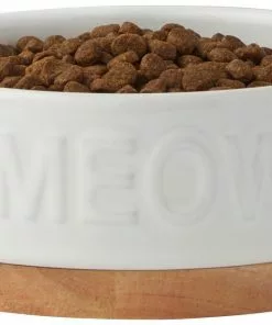 Frisco Round Meow Non-skid Ceramic Cat Bowl with Wood Base, 1.25 cups 11 Frisco Round Meow Non-skid Ceramic Cat Bowl with Wood Base, 1.25 cups -Dog Cat Corner 256078 PT3. SY630 V1615313181