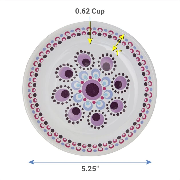 Frisco Kaleidoscope Pattern Non-skid Ceramic Cat Dish, Purple, 0.62 Cup 4 Frisco Kaleidoscope Pattern Non-skid Ceramic Cat Dish, Purple, 0.62 Cup - Image 2