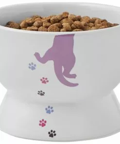 Frisco Cat Print Non-skid Elevated Ceramic Cat Bowl, Short, 1.0 Cup -Dog Cat Corner 256096 PT5. SY630 V1616522496