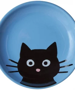 Frisco Cat Face Non-skid Ceramic Cat Dish, Blue, 0.50 Cup