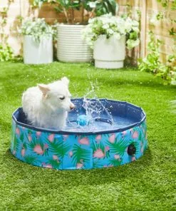 Frisco Outdoor Dog Swimming Pool, Flamingo Print