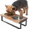 Frisco Wooden Bars Dog & Cat Double Bowl Diner -Dog Cat Corner 257142 MAIN. SY630 V1615913804