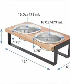 Frisco Wooden Bars Dog & Cat Double Bowl Diner -Dog Cat Corner 257142 PT1. SY630 V1612485739