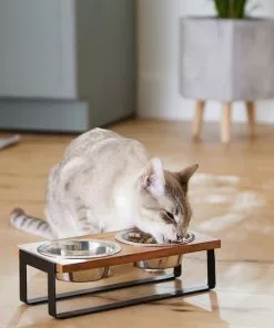 Frisco Wooden Bars Dog & Cat Double Bowl Diner -Dog Cat Corner 257142 PT5. SY630 V1615989127