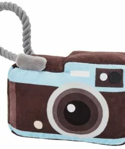 Frisco Road Trip Camera Plush with Rope Squeaky Dog Toy