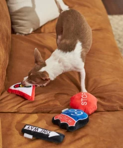 Frisco Road Trip Traffic Signs Plush Squeaky Dog Toy, 4 count -Dog Cat Corner 262016 PT3. SY630 V1618598528