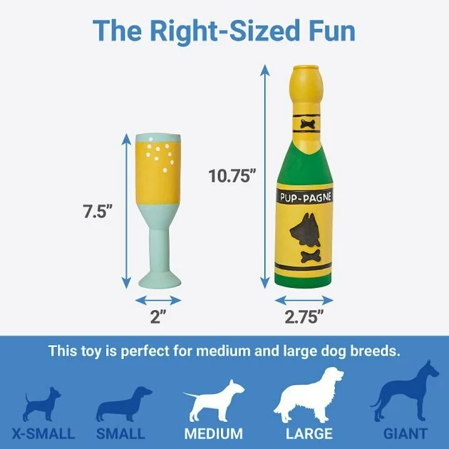 Frisco Champagne & Flute Latex Squeaky Dog Toy, 2 count 4 Frisco Champagne & Flute Latex Squeaky Dog Toy, 2 count - Image 2