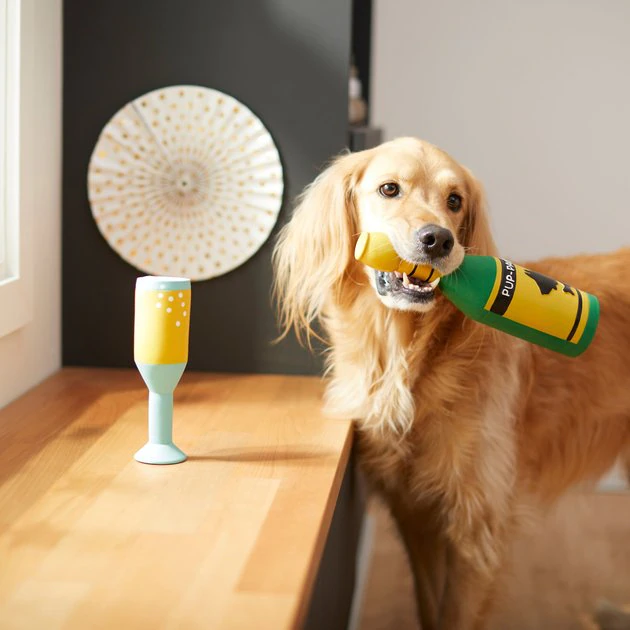 Frisco Champagne & Flute Latex Squeaky Dog Toy, 2 count 5 Frisco Champagne & Flute Latex Squeaky Dog Toy, 2 count - Image 3