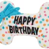 Frisco Birthday Reversible Plush Bone Squeaky Dog Toy