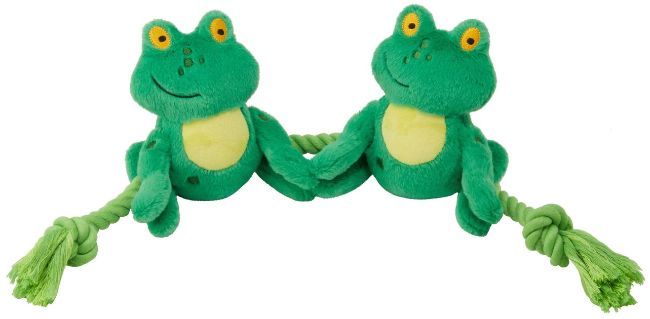 Frisco Magic Frog Plush with Rope Squeaky Dog Toy 3 Frisco Magic Frog Plush with Rope Squeaky Dog Toy