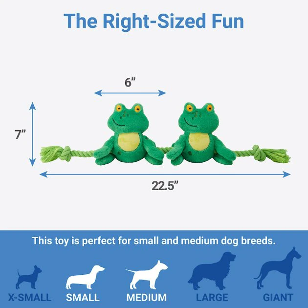 Frisco Magic Frog Plush with Rope Squeaky Dog Toy 4 Frisco Magic Frog Plush with Rope Squeaky Dog Toy - Image 2