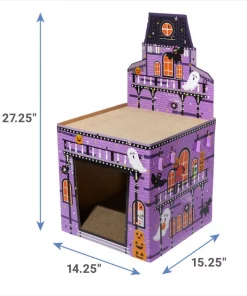 Frisco Halloween Mansion Cardboard Cat House, 2-Story -Dog Cat Corner 266705 PT1. SY630 V1621541592