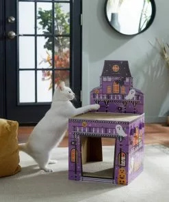 Frisco Halloween Mansion Cardboard Cat House, 2-Story -Dog Cat Corner 266705 PT3. SY630 V1621535913