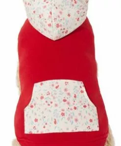 Frisco Floral Accent Dog & Cat Hoodie, Red -Dog Cat Corner 268042 PT2. SY630 V1637683621
