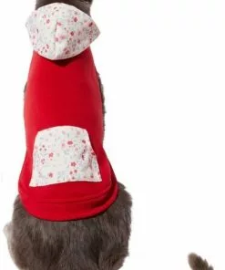 Frisco Floral Accent Dog & Cat Hoodie, Red -Dog Cat Corner 268042 PT3. SY630 V1637656011