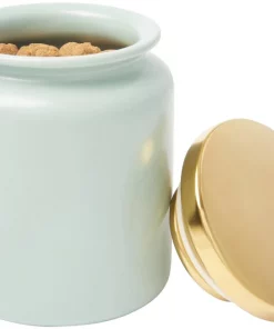 Frisco Modern Gold Rim Ceramic Treat Jar, 5 Cups -Dog Cat Corner 270182 PT6. SY630 V1627670209