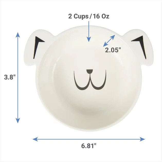 Frisco Dog Face Non-skid Ceramic Cat & Dog Bowl 4 Frisco Dog Face Non-skid Ceramic Cat & Dog Bowl - Image 2
