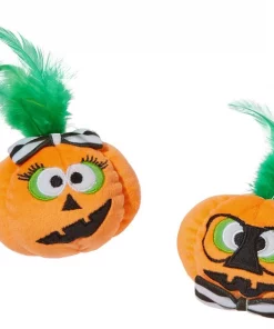 Frisco Halloween Nerdy Jack-o-Lanterns Plush Cat Toy with Catnip, 2 count