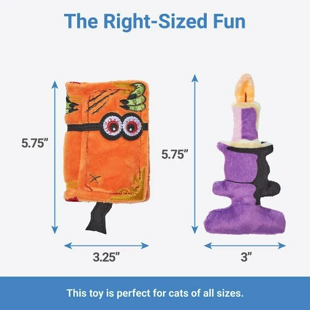 Frisco Halloween Monster Book & Candle Plush Cat Toy with Catnip, 2 count 4 Frisco Halloween Monster Book & Candle Plush Cat Toy with Catnip, 2 count - Image 2