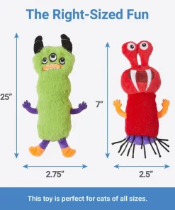 Frisco Friendly Monsters Plush Cat Toy with Catnip, 2 count -Dog Cat Corner 270323 PT1. SY630 V1626284493