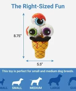 Frisco Halloween Eyeball Ice Cream Plush Squeaky Dog Toy -Dog Cat Corner 270355 PT1. SY630 V1626284490