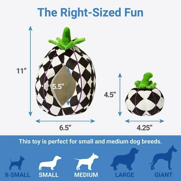 Frisco Halloween Fancy Pumpkin 2-in-1 Plush Squeaky Dog Toy 4 Frisco Halloween Fancy Pumpkin 2-in-1 Plush Squeaky Dog Toy - Image 2