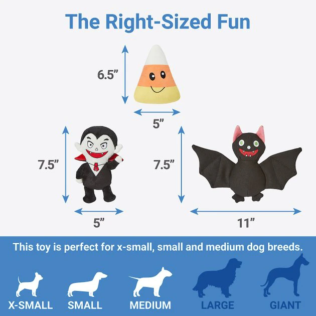 Frisco Halloween Haunted Friends Plush Squeaky Dog Toy, 3 count 4 Frisco Halloween Haunted Friends Plush Squeaky Dog Toy, 3 count - Image 2