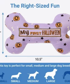 Frisco Halloween My First Halloween Bone Reversible Plush Squeaky Dog Toy -Dog Cat Corner 270452 PT1. SY630 V1626285075