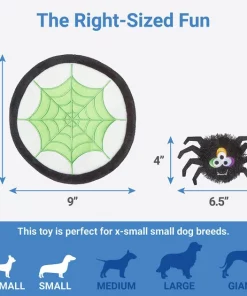 Frisco Spider's Web & Spider Flat Plush Interactive Squeaky Dog Toy, 2 count -Dog Cat Corner 270458 PT1. SY630 V1626284475