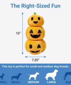 Frisco Halloween Jack-o-Lantern Tower Bottle Cruncher Plush Squeaky Dog Toy -Dog Cat Corner 270476 PT1. SY630 V1626285367